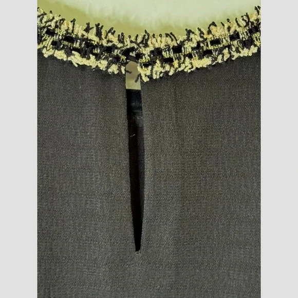 Skies Are Blue Black Tweed Trim Puff Sleeve Top Womens Size L Career Minimalist - Picture 4 of 9